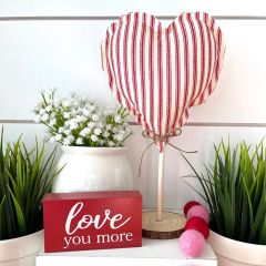 Rustic Valentine Heart Tree Set of 3 Red Ticking Stripe