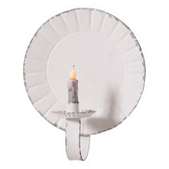 Rustic White Crimped Edge Round Candle Wall Sconce