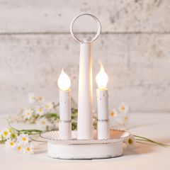 Rustic White Double Candle Style Accent Light