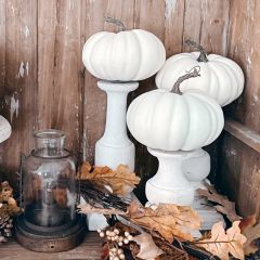 Rustic White Wood Candle Holder Set of 3