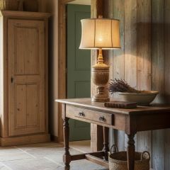 Rustic Whitewash Finial Table Lamp