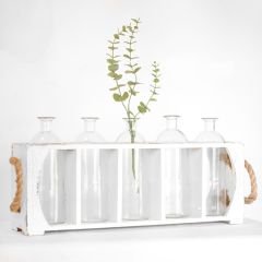Rustic Wood 5 Bottle Vase Display 