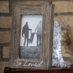 Rustic Wood and Metal Angel Wing Frame