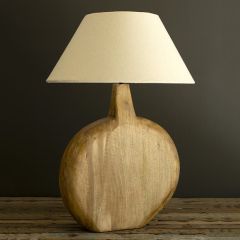 Rustic Wood Base Table Lamp With Fabric Shade Vase Shaped