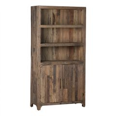 Rustic Wood Etagere Cabinet