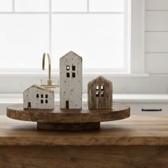 Rustic Wooden House Shelf Sitter Set of 6