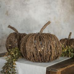 Rustic Woodland Lighted Pumpkin 11.5 inch