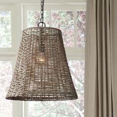 Rustic Woven Basket Pendant Light