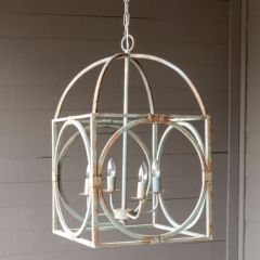 Rusty Canary Birdcage Chandelier