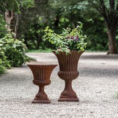 Rusty Cast Iron Garden Urn