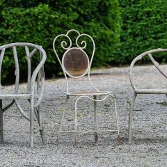 Rusty White Metal Cafe Chair