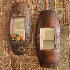 Salvaged Wood Axle Wall Mirror