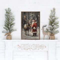 Santa and Reindeer Color Framed Wall Decor