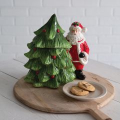 Santa and Tree Christmas Cookie Jar
