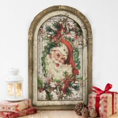 Santa Arched Linen Wall Art