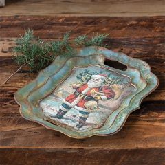 Santa Bearing Gifts Scalloped Tray