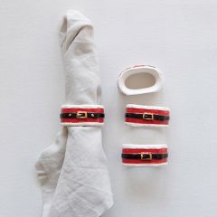 Santa Belt Stoneware Napkin Ring