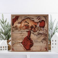 Santa Claus Shhh Framed Wood Wall Art