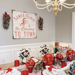 Santa Claus Wood and Metal Wall Sign