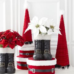 Santa Hat Cone Trees Set of 2
