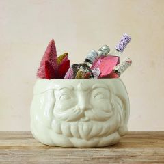 Santa Head Stoneware Bottle Cooler