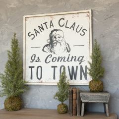 Santa Is Coming To Town Wall Sign Black 24 Inch