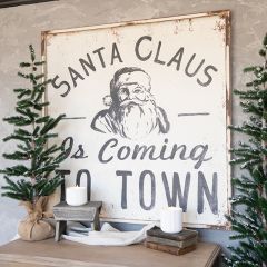 Santa Is Coming To Town Wall Sign Black 39.5 Inch