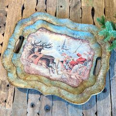 Santa On Slay Scalloped Tray