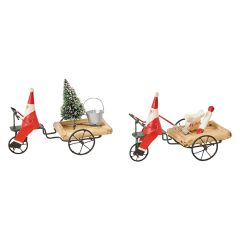 Santa Pulling Cart Figure Set of 2
