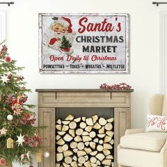 Santa's Christmas Market Canvas Wall Art