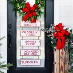 Santa's Reindeer Stacked Metal Sign