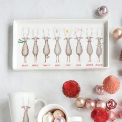 Santa's Reindeer Stoneware Platter