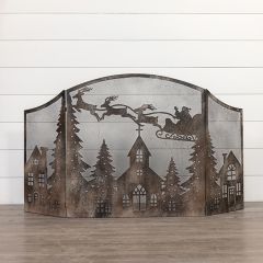 Santa Sleigh Scene Fire Screen
