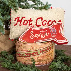 Santa Stop Here Cotton Velvet Pillow
