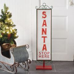 Santa Stop Metal Floor Sign