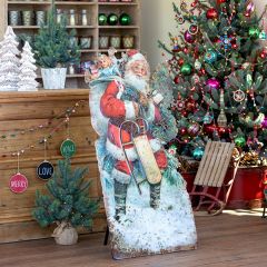 Santa With Gifts Metal Yard Decoration