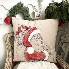 Santa With Gifts Tasseled Throw Pillow