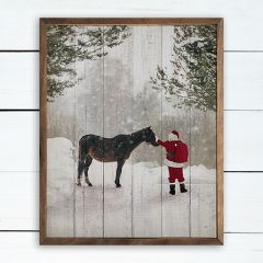 Santa With Horse Framed Holiday Wall Decor