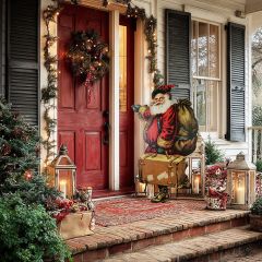 Santa With Suitcase Cut Out With Stand