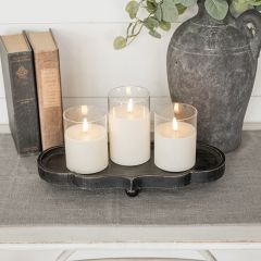 Scalloped Black Wood Centerpiece Tray