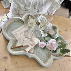 Scalloped Decorative Tray with Gold Trim