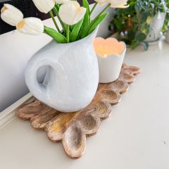Scalloped Decorative Wood Tray