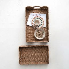 Scalloped Edge Braided Tray Set of 2