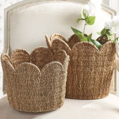 Scalloped Edge Decorative Basket Set of 2