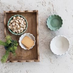 Scalloped Edge Mango Wood Tray