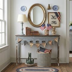 Scalloped Edge Metal Table With Wood Top