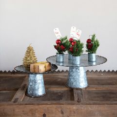 Scalloped Edge Pedestal Stand Set of 2