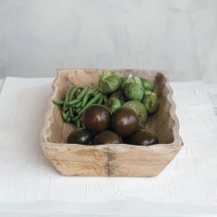 Scalloped Edge Rectangle Wood Tray