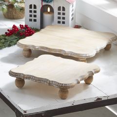 Scalloped Edge Whitewash Riser Set of 2