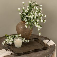 Scalloped Edge Wooden Handle Tray